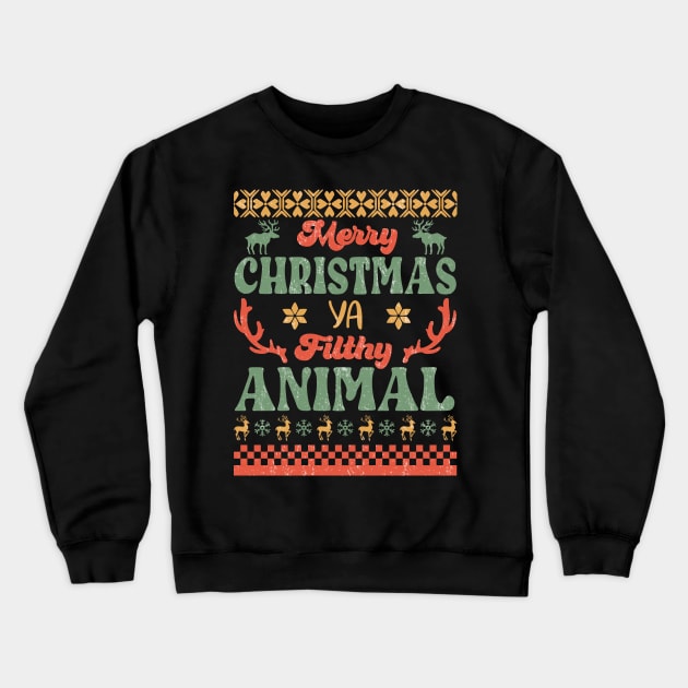 Merry Christmas Ya Filthy Animal Sublimation Crewneck Sweatshirt by TeesByKimchi